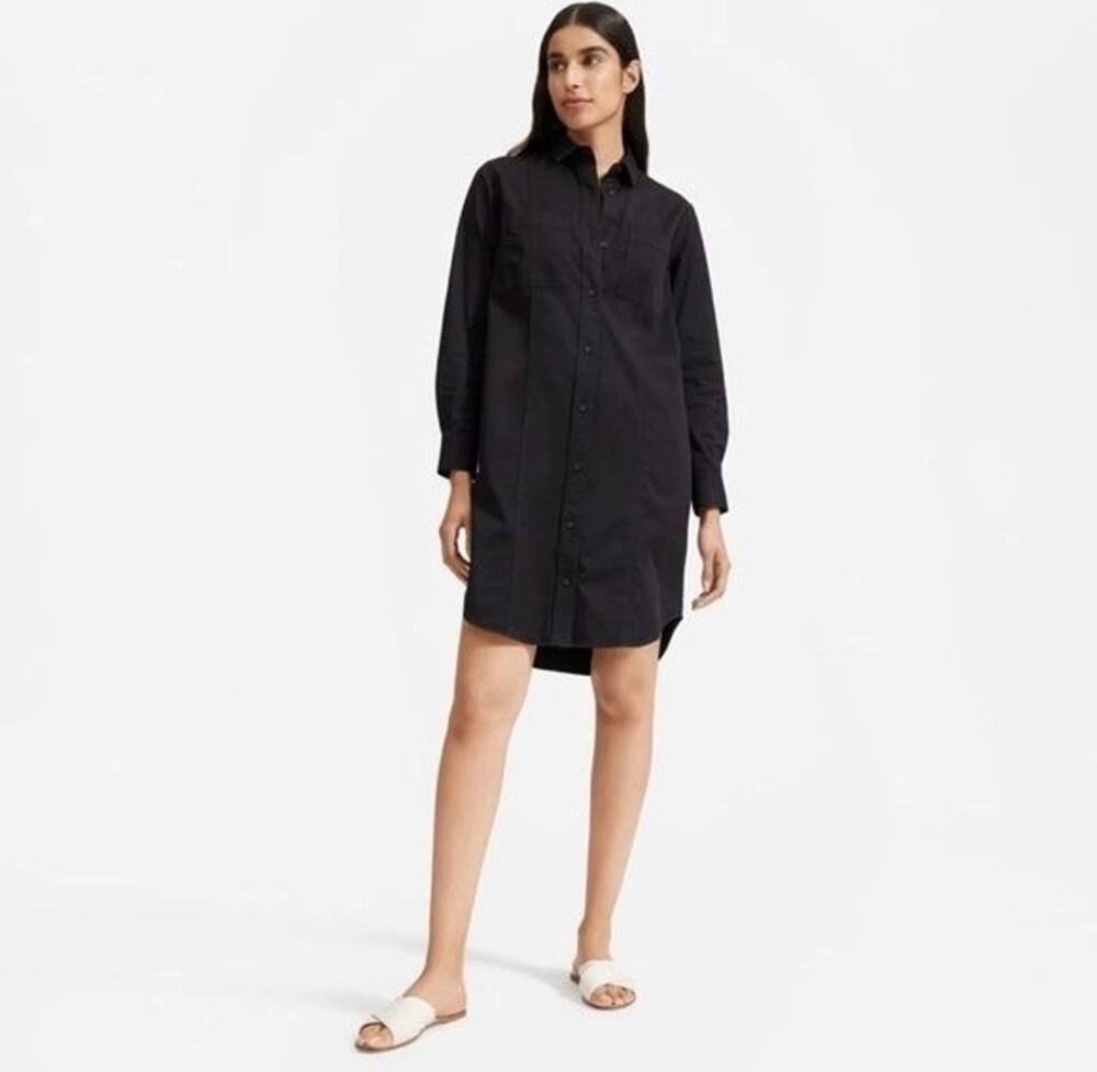 Everlane The Modern Utility Shirtdress Cotton Twill Button Front Long Sleeve 0